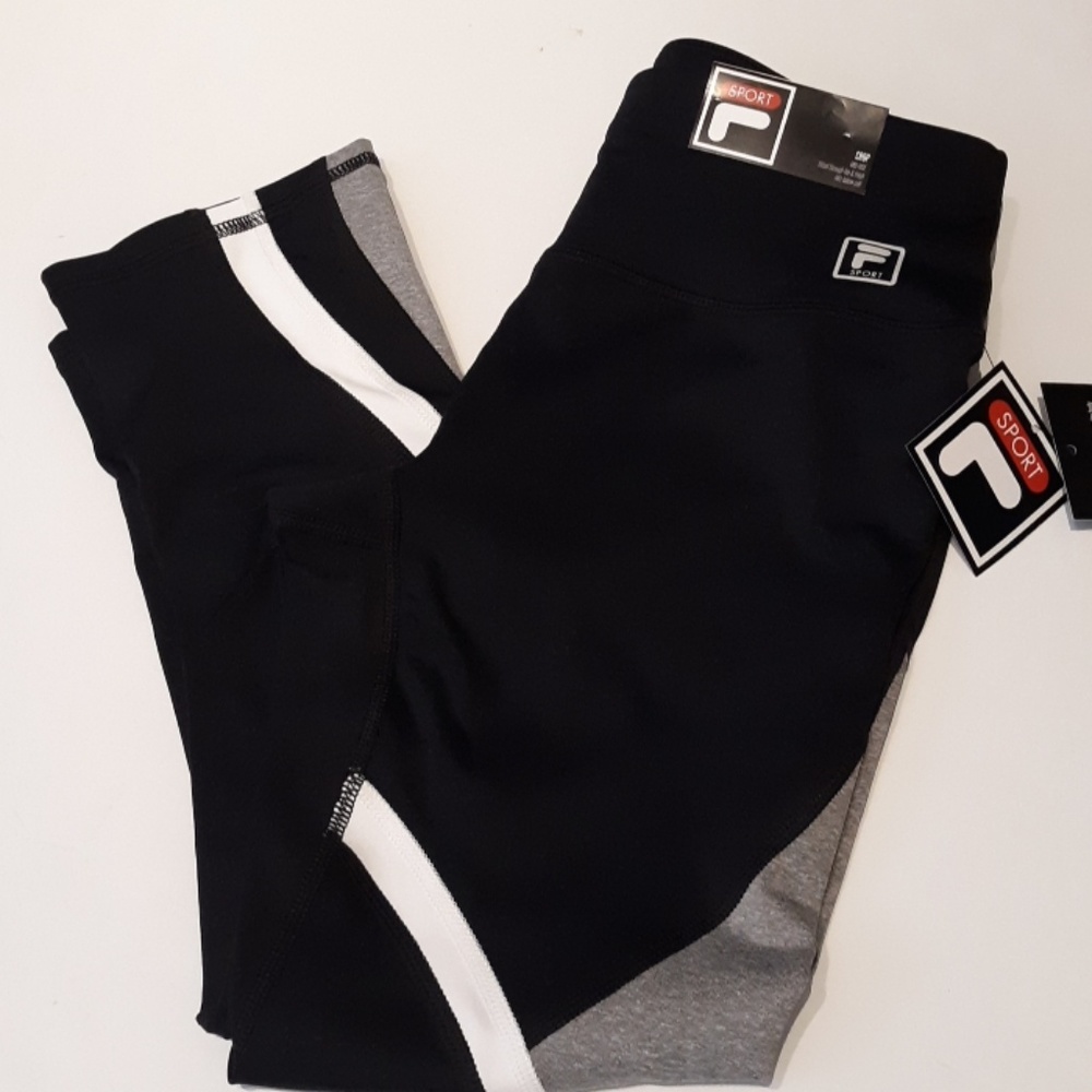 Leggings Women XS Crop Fila Sport Black Yoga Pants